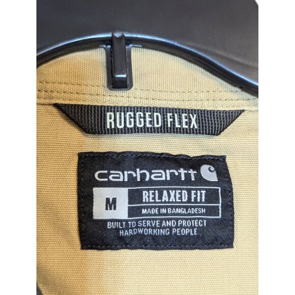 Carhartt Rugged Flex Relaxed Fit Jacket M Khaki Fleece Lined - Picture 3 of 6